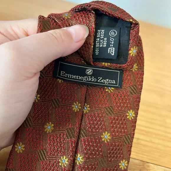 ERMENEGILDO ZEGNA MENS FLORAL SILK TIE - Picture 2 of 3